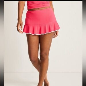 Tommy Bahama Island Cays Cabana High Waist Flounce Swim Skirt - M - Coral 🪸 Coal